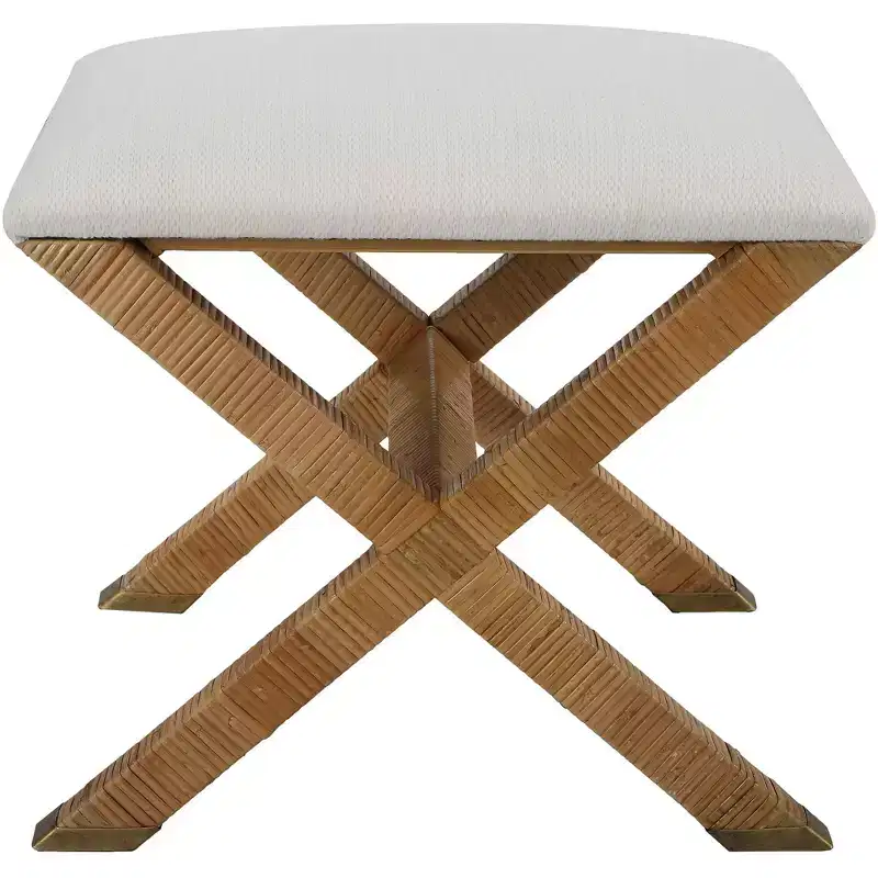 St. Tropez 19 Wide Textured White Fabric Bench