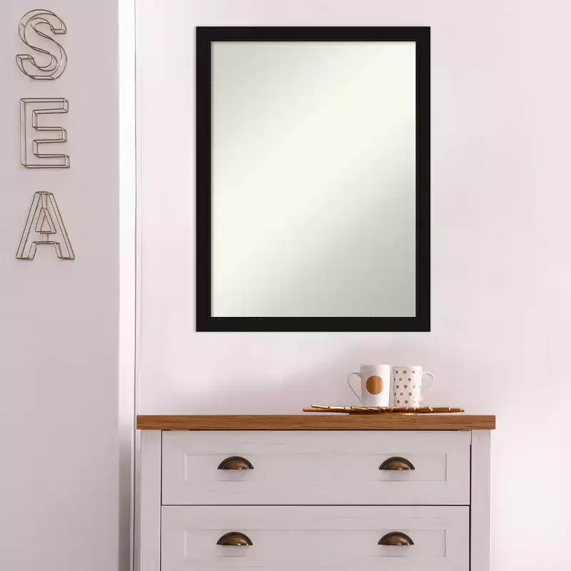 Black Narrow Frame Rectangle Wall Mirror, 1-Piece