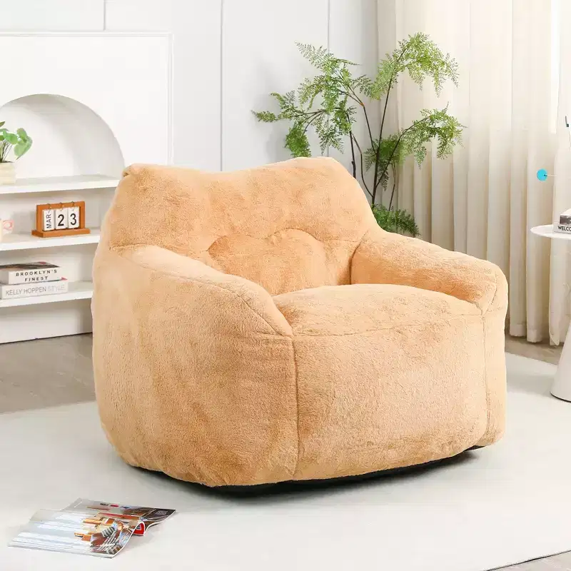 Bean Bag Chair with Armrests, Stuffed High-Density Foam. Lazy Sofa for Adults in Living Room, Bedroom Reading