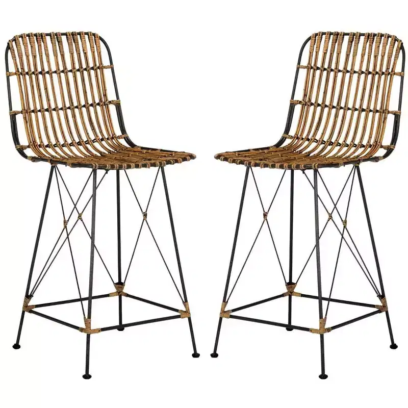 Minerva Wicker Counter Stool (Set Of 2) - WIK6509 - Safavieh