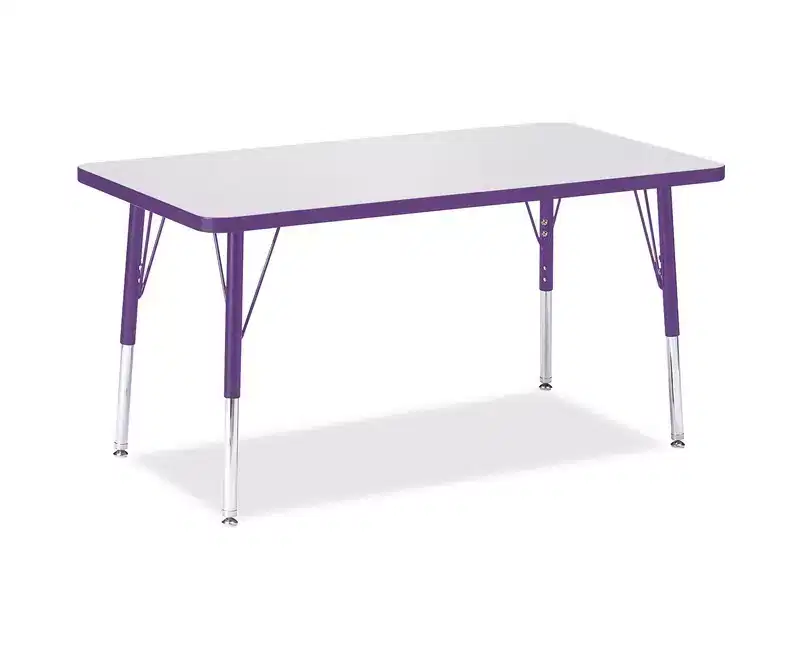 Elementary Height Rectangle Activity Table 24x36, Purple Edge, Height Adjustable