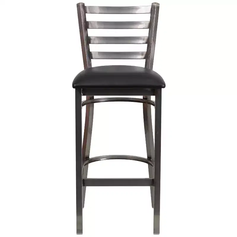 2 Pack Clear Coated Ladder Back Metal Restaurant Barstool
