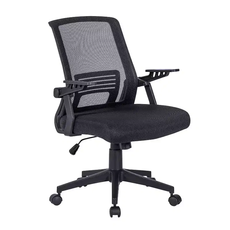 Okak Mesh Ergonomic Office Chair, Upholstered Criss Cross Chair with Adjustable Height and Wheels, Swivel Chair for Reading Room, Study, Black