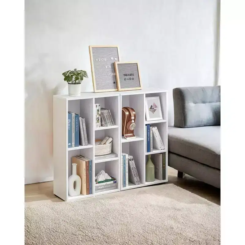 Bookcase with 5 Compartments, Freestanding Cube Organizer Display Shelf for Small Spaces, White