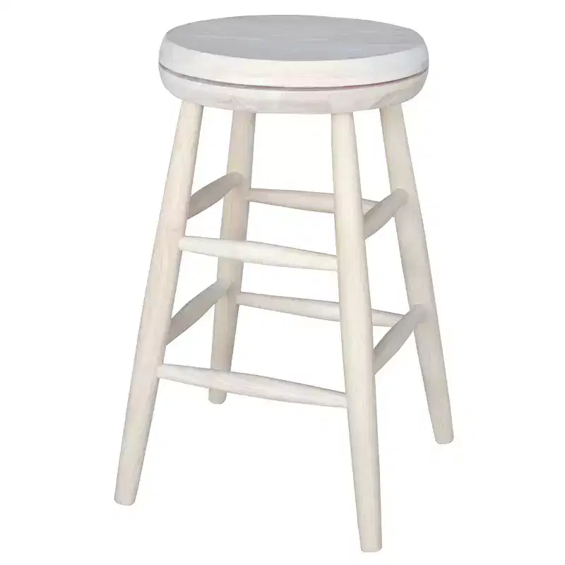 International Concepts Jonathan Swivel Scooped Seat 24" Counter Height Barstool - Unfinished: Rubberwood Frame, No Assembly Required