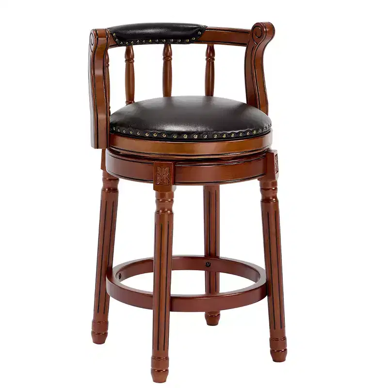 26'' Swivel Leather Bar Stool with Back