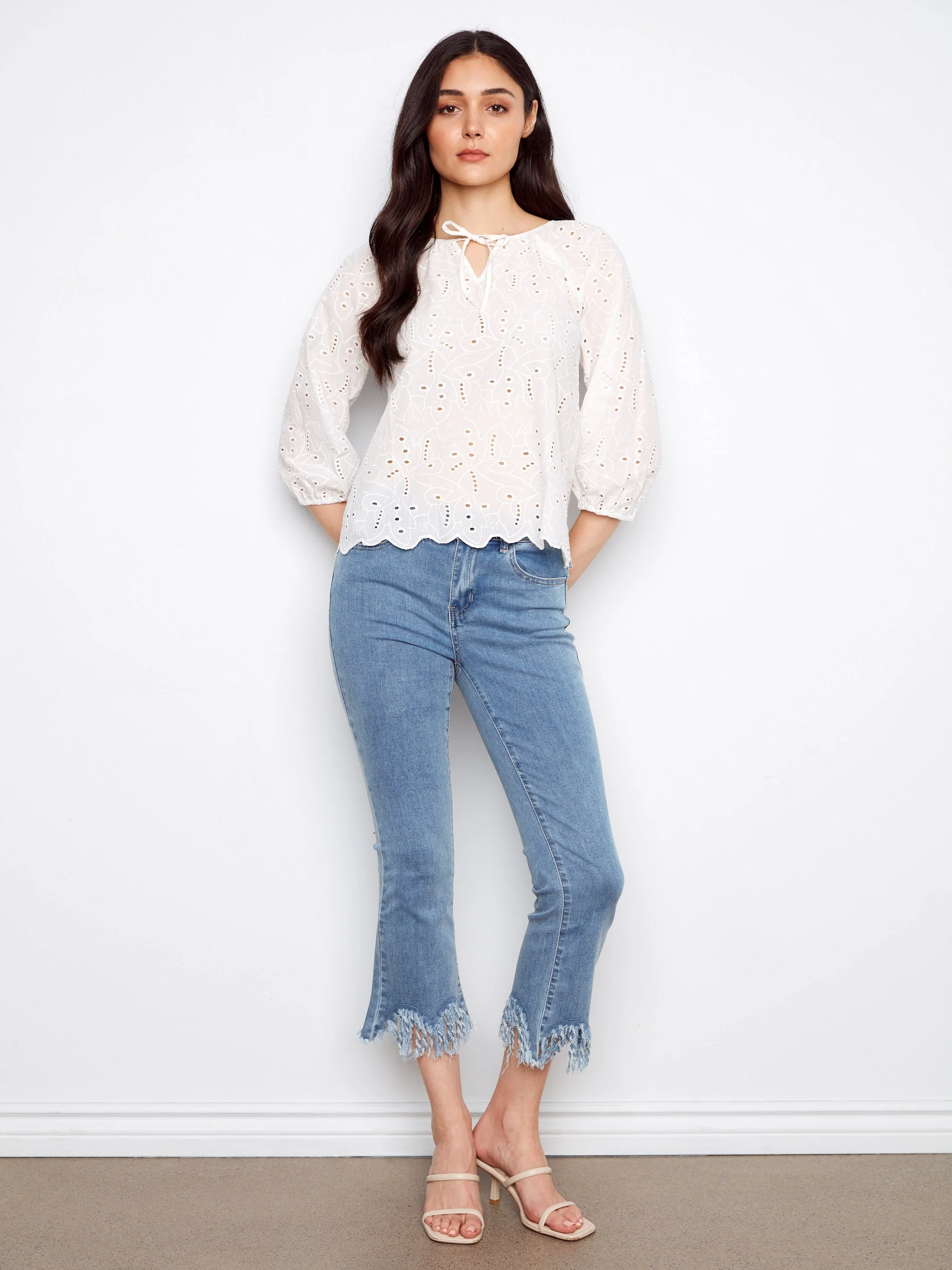 Cotton Eyelet Blouse - White