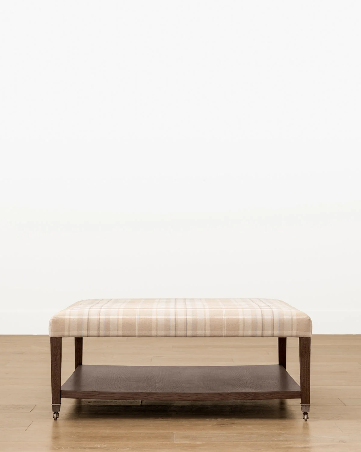 Traditional Upholstered Coffee Table Ottoman with Tufted Top & Wood Frame for Living Room