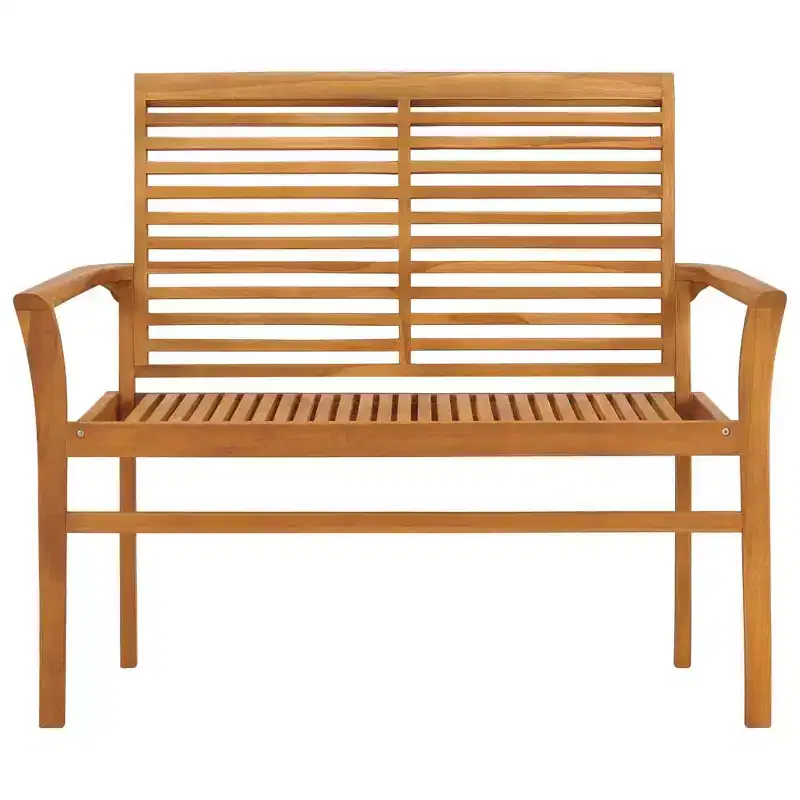 vidaXL Solid Teak Wood Patio Bench - Fine Sanded Outdoor Seating - Refined, Weather-Resistant Garden Furniture - Warm Color Finish - 44.1