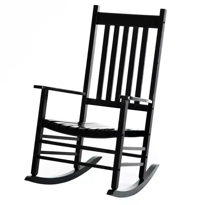 Wooden Outdoor Rocking Chair with Armrests, High Back for Garden, Patio, Balcony, Porch
