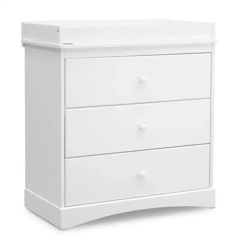 Delta Children Skylar 3 Drawer Dresser with Changing Top and Interlocking Drawers