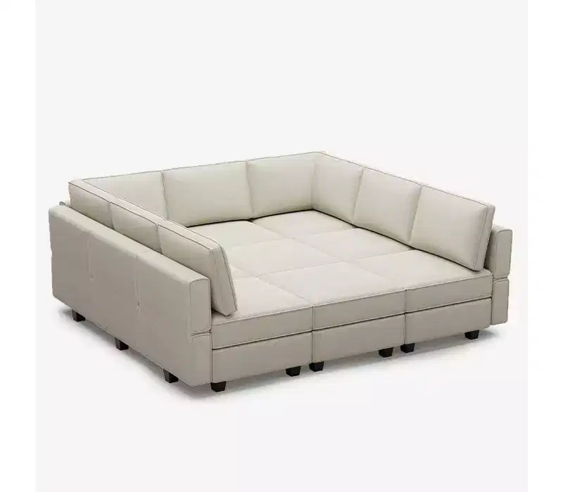 Belffin Modular Velvet Sleeper Sofa with Storage Seat (9 Seats + 9 Sides)