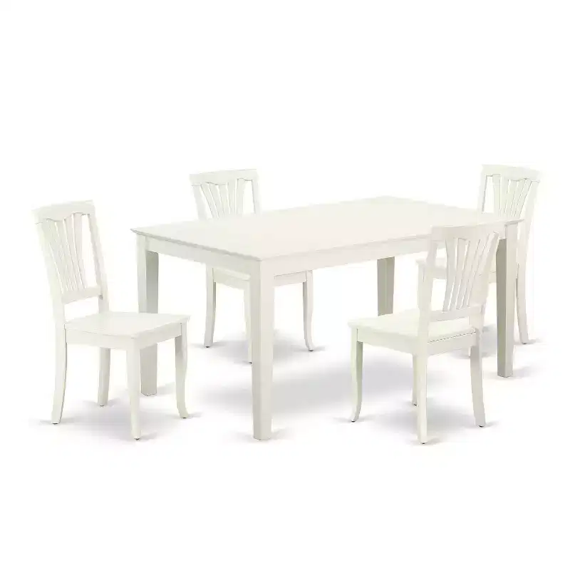 Rectangular Dining Set 5Pc 60 Inch Table with 4 Chairs - Modern Farmhouse Style