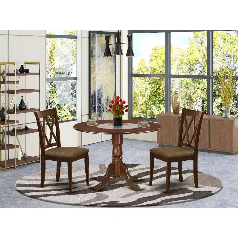 HomeStock Mahogany Round Dining Table Set with Chairs