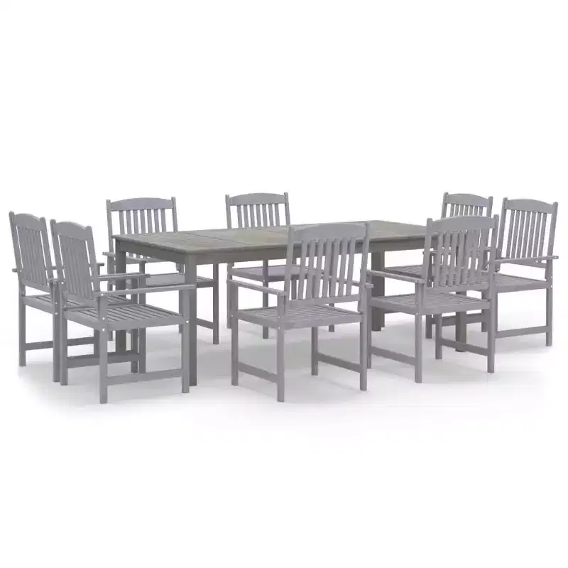 vidaXL Patio Dining Set Table and Chair Furniture Set Solid Wood Acacia Gray