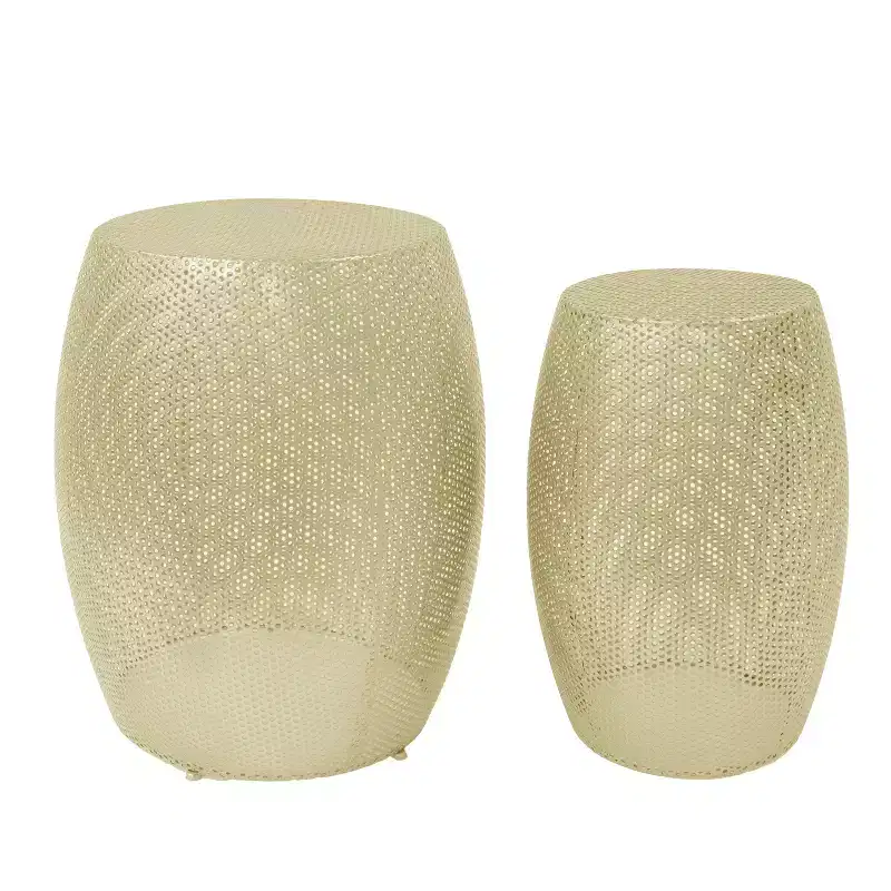 Modern Round Metal Hollow Side Tables - Set of 2