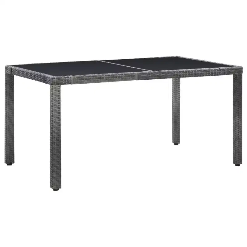 vidaXL Dining Set PE rattan, Steel, Tempered Glass Large