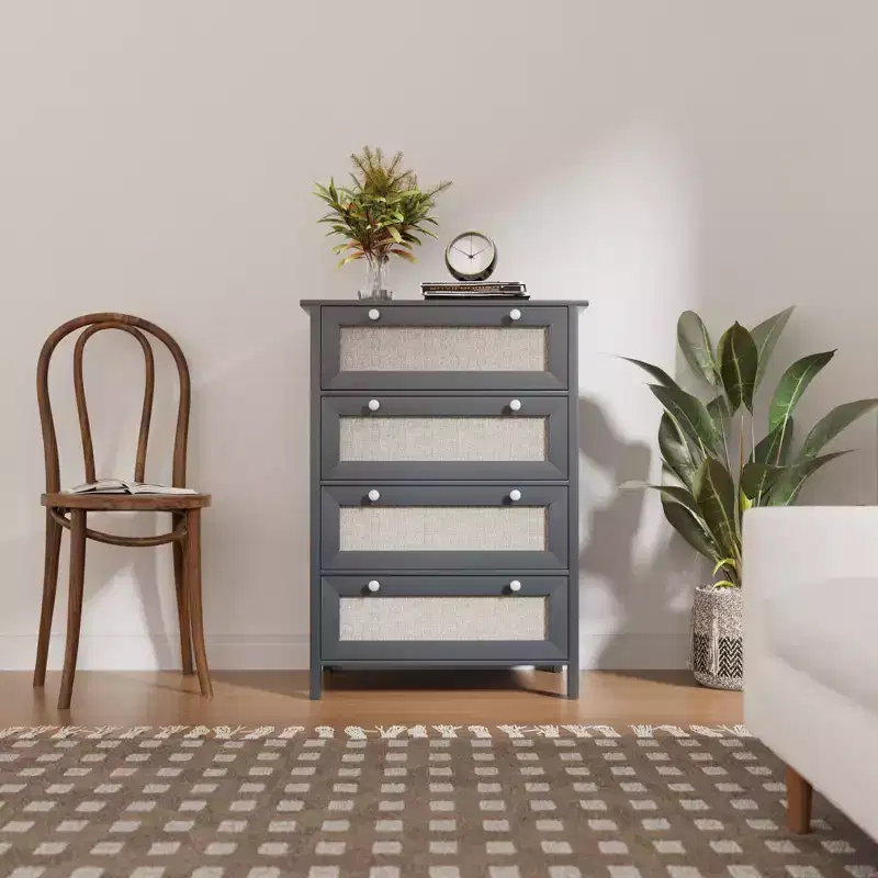 White 4-Drawer Dresser, Modern Chest of Drawers, Single-User Storage Cabinet