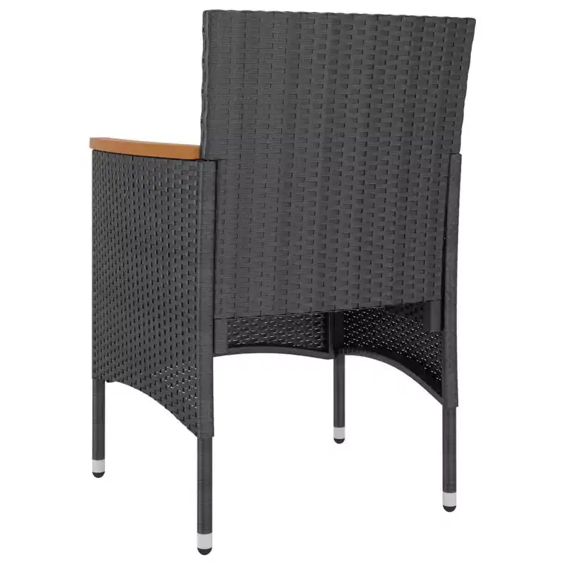 vidaXL 4 Piece Patio Chair and Stool Set Poly Rattan Black - Black