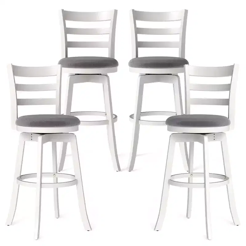 Costway 30.5'' Swivel Barstools Set of 4 w/Backrest & Upholstered Seat Footrest for Pub