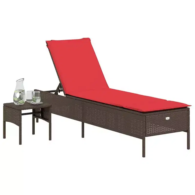 vidaXL Patio Sun Lounger PE rattan Single Multi-Position Backrest