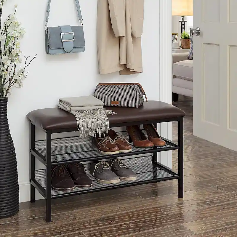 Black Heavy-Duty Storage Bench, 1-2 Person, 31.3