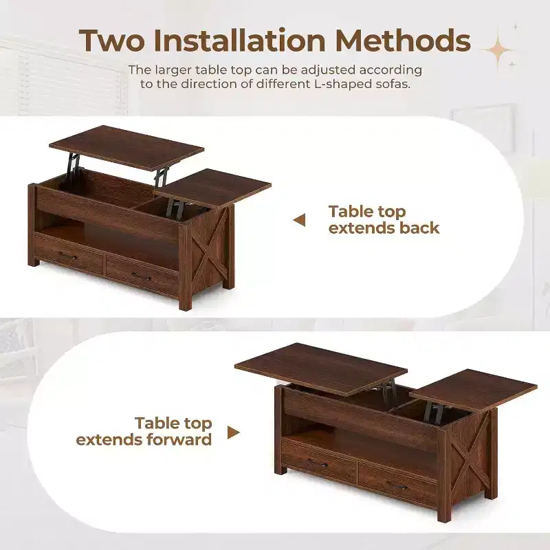 Wood Coffee Table - Adjustable Coffee Table, Height Adjustable Coffee Table, Modern Coffee Table, Stylish Coffee Table