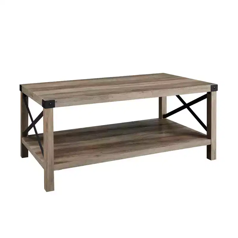 Farmhouse Metal-X Coffee Table with Lower Shelf