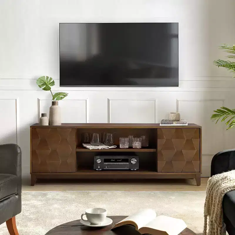 Jules Modern 72 TV Stand for TVs up to 78 with Hexagonal Cabinet Doors|ART OF LIVING DESIGNS