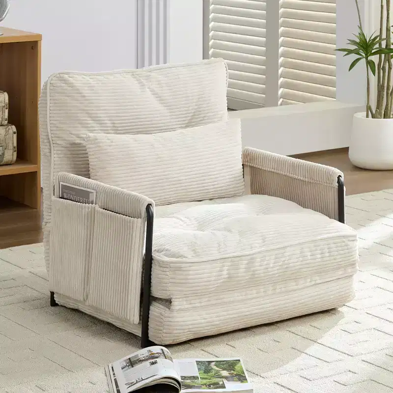 Mjkone Muti-Functional Folding Single Sofa Bed Floor Sofa Bed,Lazy Sofa with Pillows,6 Position Adjustable Backrest