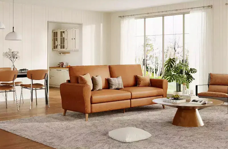 84 Modern Sofa, 3 Seater Upholstered Sofa with Streamlined Arms, Deep Seat Sleeper Sofa for Living Room Bedroom Apartment