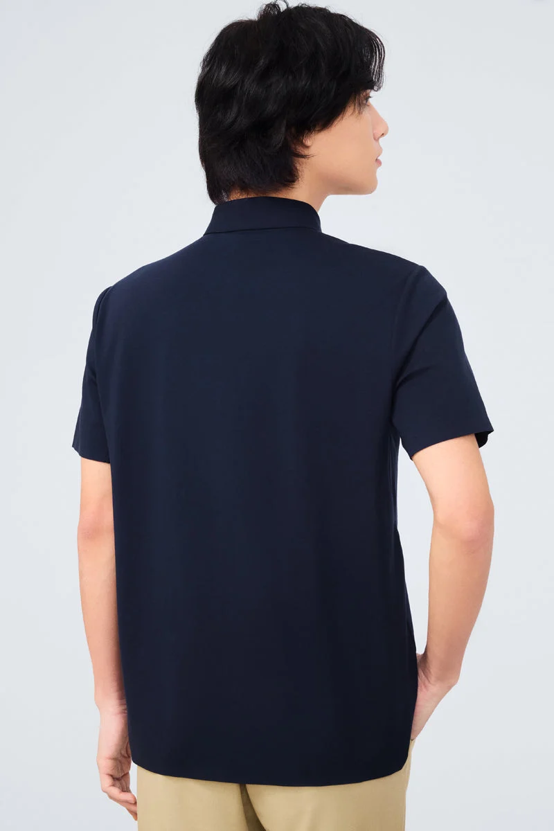 Waffle-Knit Buttonless Polo – Khaki