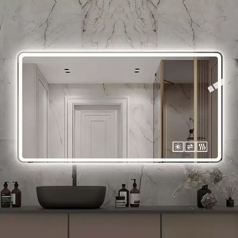 48x32 LED Bathroom Mirror: 3 Colors, 5-Level Dimmable, Anti-Fog, Wall Mounted, Horizontal/Vertical