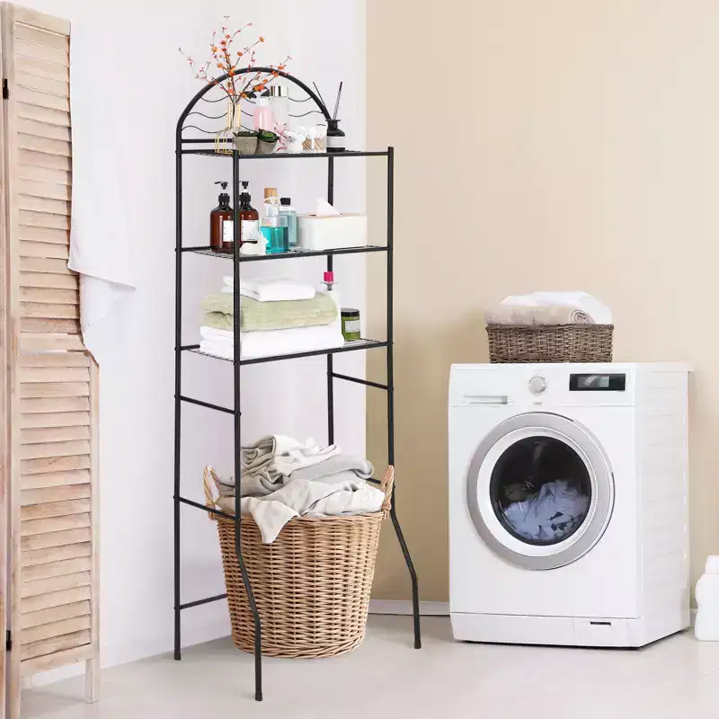 3-Tier Over The Toilet Storage, Freestanding Metal Bathroom Organizer Shelf Over Toilet, Space-Saving Above The Toilet Shelf for Bathroom