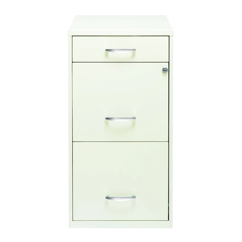 Off-White Steel File Cabinet, 3-Drawer, Single-User