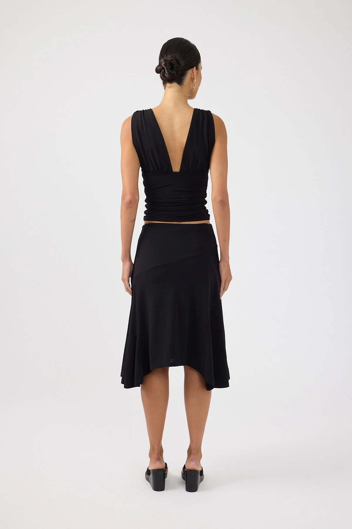 Asymmetrical Midi Skirt Black