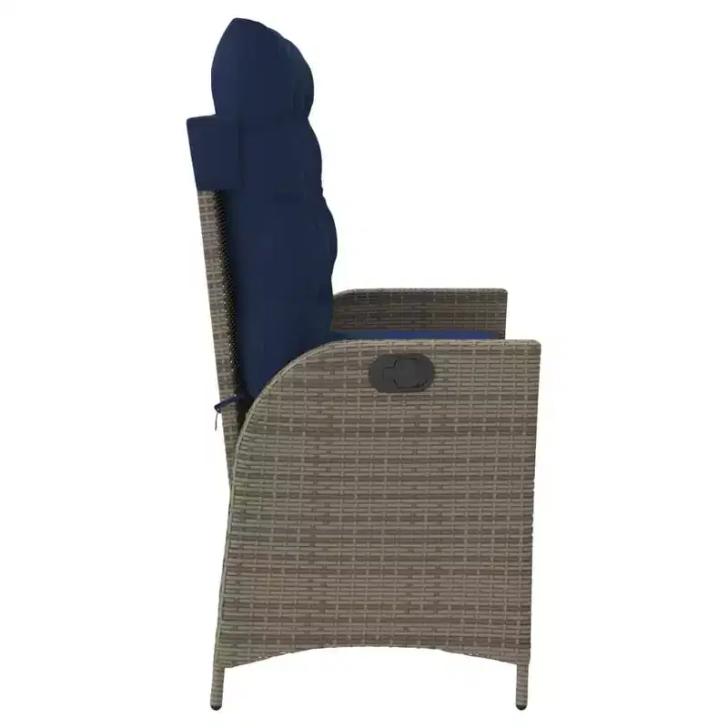 vidaXL Reclining Patio Bench with Cushions Seat Poly Rattan