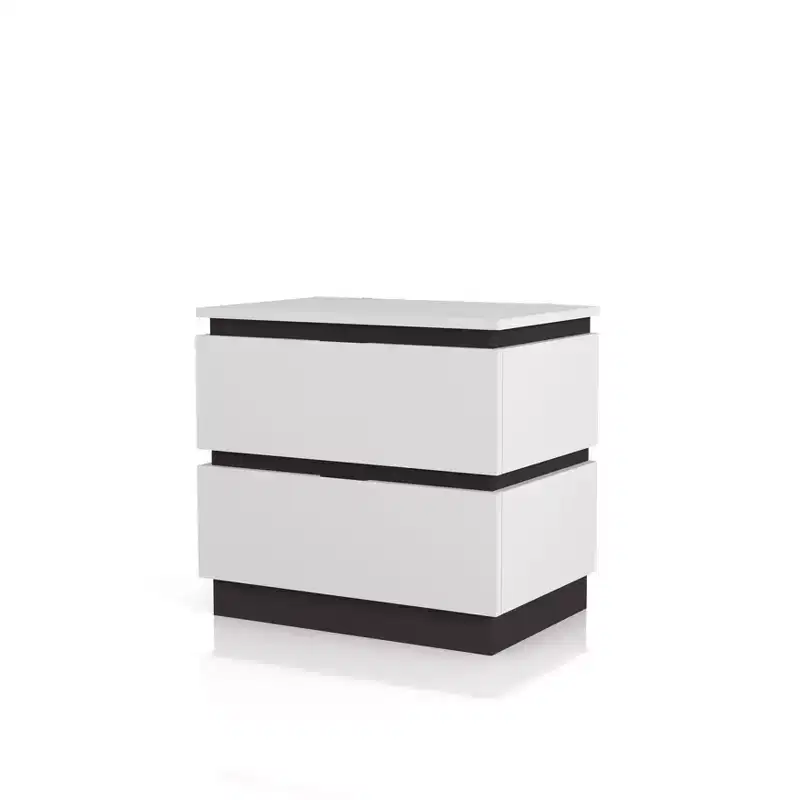 Pape 2 Drawer Nightstand with USB Ports White/Metallic Gray - miBasics