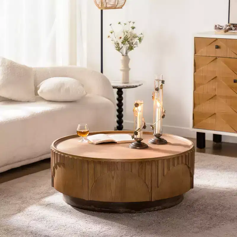 36.22 Round Wood Pedestal Coffee Table