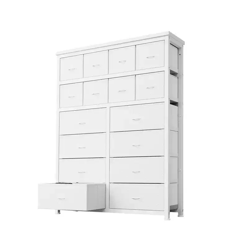Tall Dresser for Bedroom,16 Drawer Dressers & Chests of Drawers, Fabric Storage Cabinet for Bedroom, Living Room, White