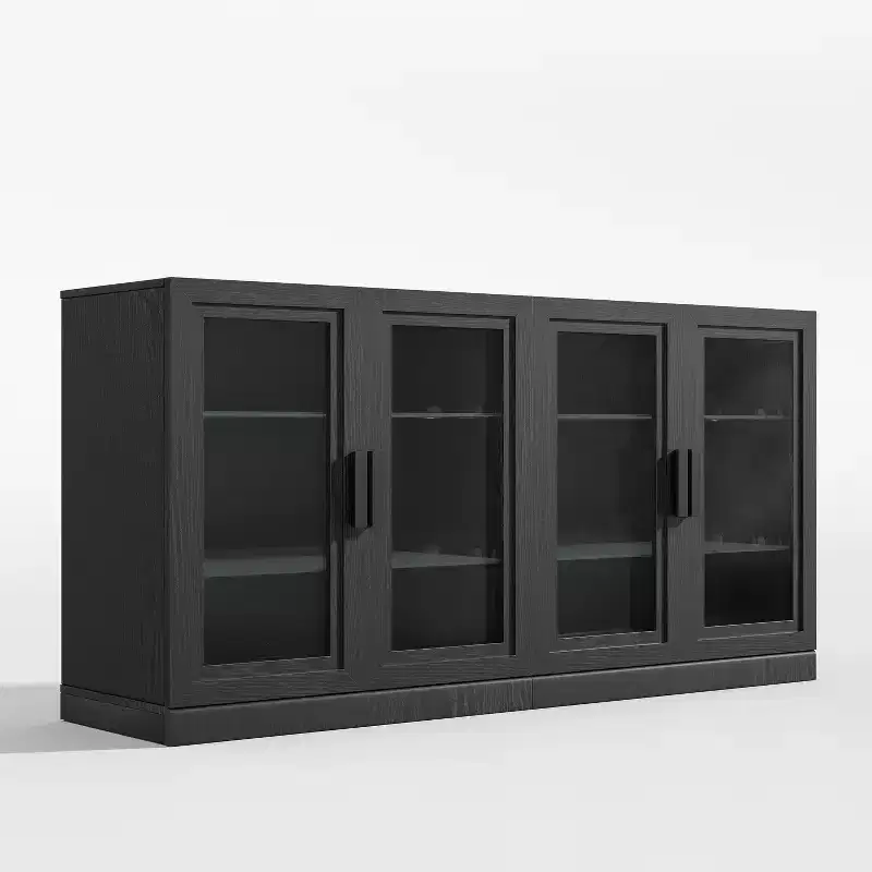 PexFix 31x62x16 Sideboard Cabinet with 4 Doors and Storage Multipurpose Organizer for Kitchen Living Room Black