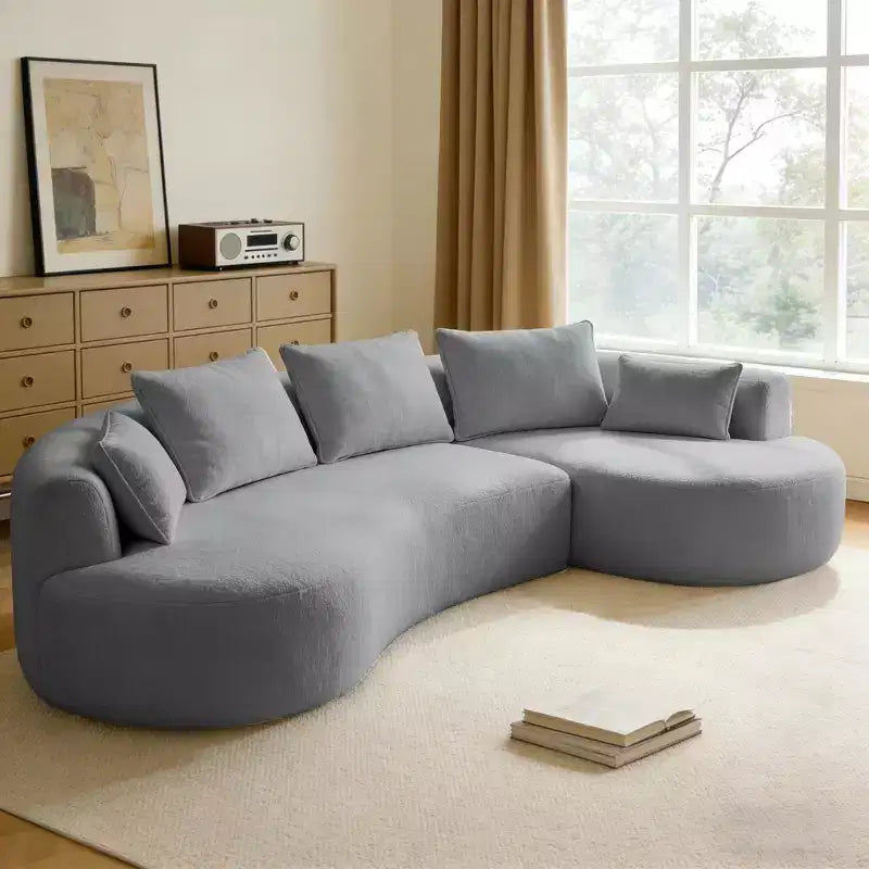 Dyonery 122 Curved Modular Sectional Sofa, Comfy Sofa Couch with Chaise Lounge,Modern Cloud Couch with Deep Seat,lamb fleece Upholstered Seating