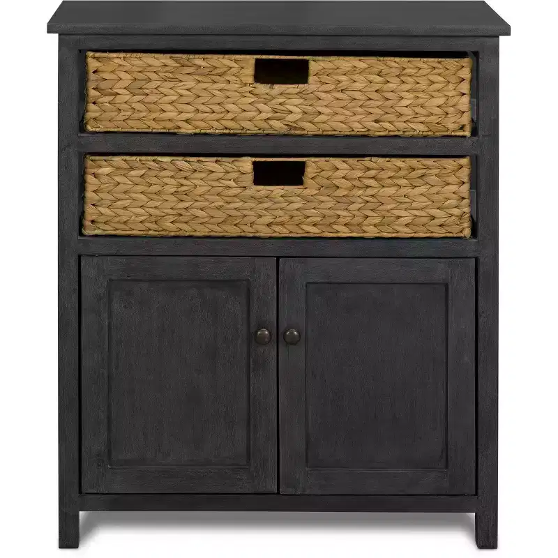 ClickDecor Elmhurst Cabinet Black and Weathered : Pine Frame, 2 Fixed Shelves, No Assembly Required