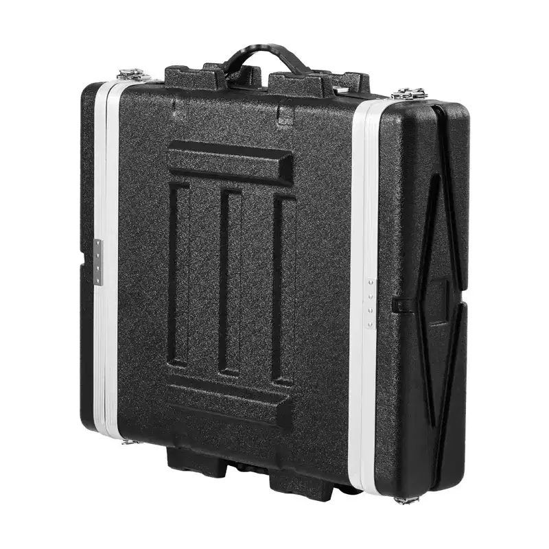 2U Rack Case, Standard 19 in Depth, Server Rack Cabinet with ABS Construction Handle Heavy-Duty Twist Butterfly Latches, Black