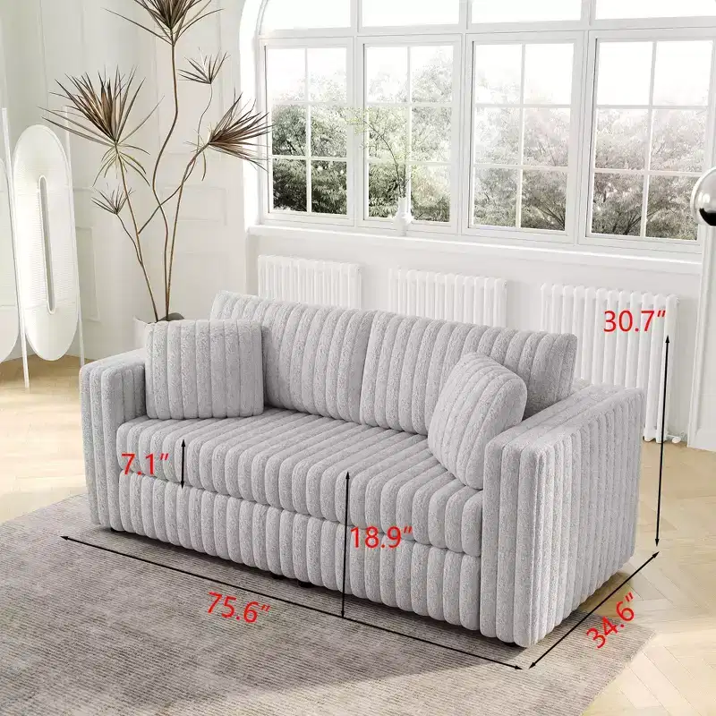 TUYOHW 75.6 Inch Modern 2-Seater Sofa with 2 Pillows for Living Room,Apartment,Office