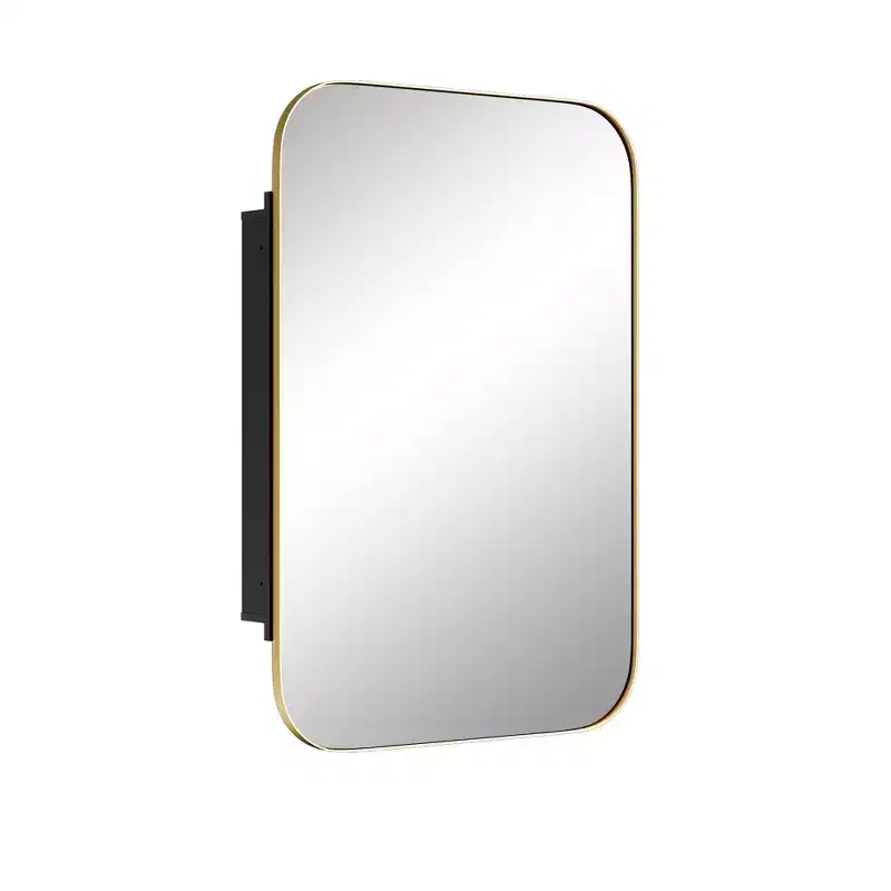 Gold Rectangular Bathroom Medicine Cabinet With Mirror