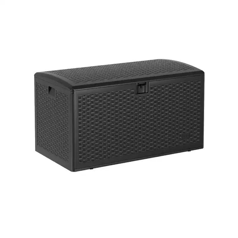 Coolmee 73 Gallon Waterproof Large Resin Deck Box Indoor Outdoor, Lockable Storage Container for Patio Furniture Cushions, Throw Pillows