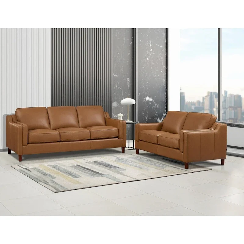 Hydeline Bella Top Grain Leather Sofa Set, Sofa and Loveseat