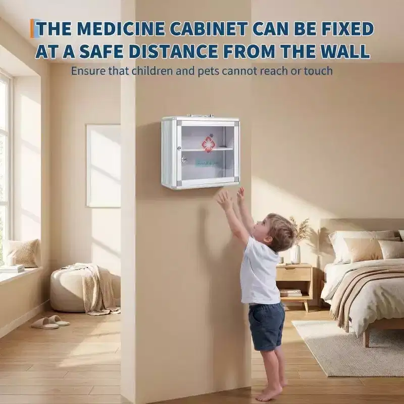 Lockable Medicine Cabinet with Handle – Portable & Wall-Mountable Storage Box