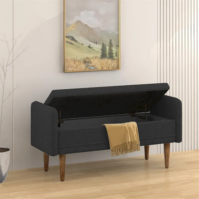 Teddy Velvet Storage Stool,With Storage Space,Suitable For Apartments